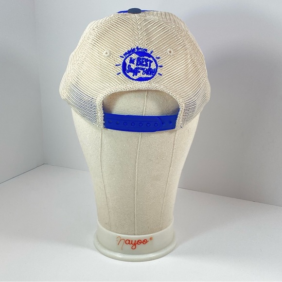 SNAPPLE Truckers Mesh Hat Cap Blue Yellow Distressed Bill Snap Back OSFM. - Picture 4 of 10